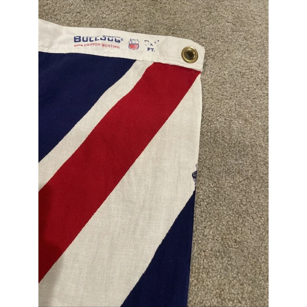 Vintage Bulldog BRITISH FLAG 3' x 5' DETTRA FLAG Made in USA Cotton Bunting